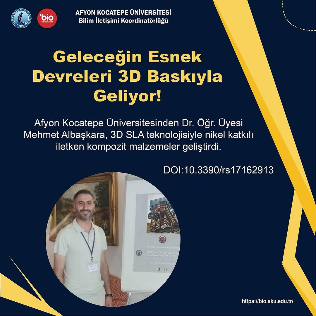 Geleceğin Esnek Devreleri: Afyon Kocatepe Üniversitesi'nde 3D Baskı ile Nikel Kompozit Malzeme Geliştirildi