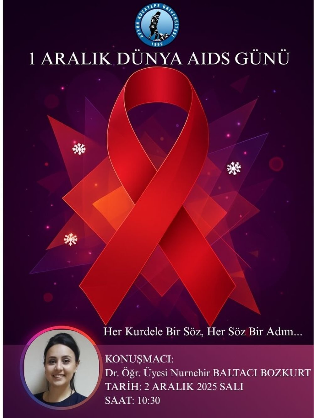 Afyon Kocatepe Üniversitesi'nde 1 Aralık Dünya AIDS Günü Etkinliği Düzenlendi