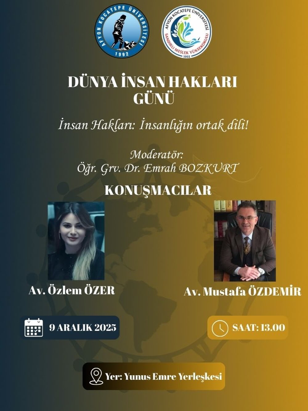 Afyon Kocatepe Üniversitesi'nde Dünya İnsan Hakları Günü Konferansı Düzenlendi