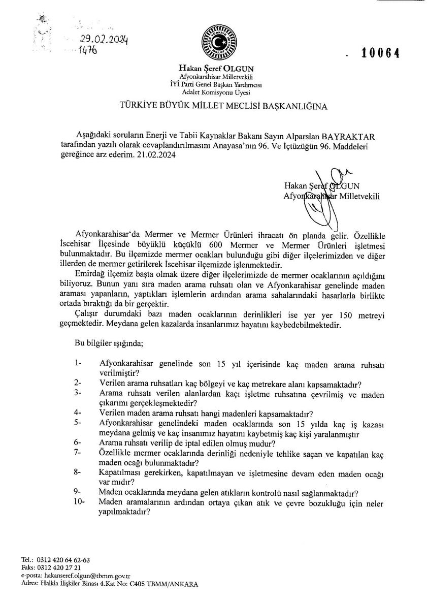 Afyonkarahisar'da madencilik faaliyetlerine ilişkin önlemler sorgulandı