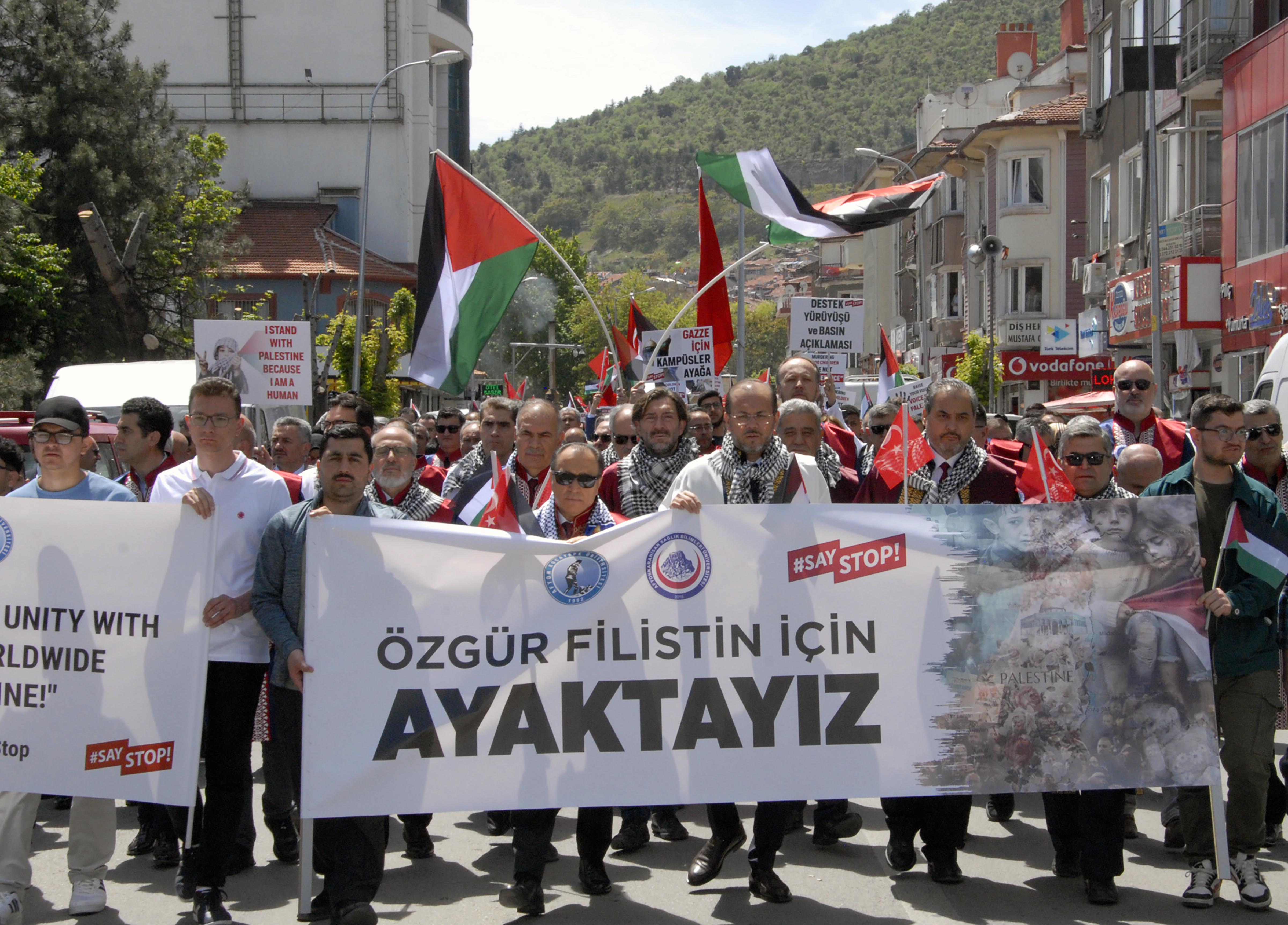 Afyon'da Üniversitelerden Gazze'ye Destek Yürüyüşü