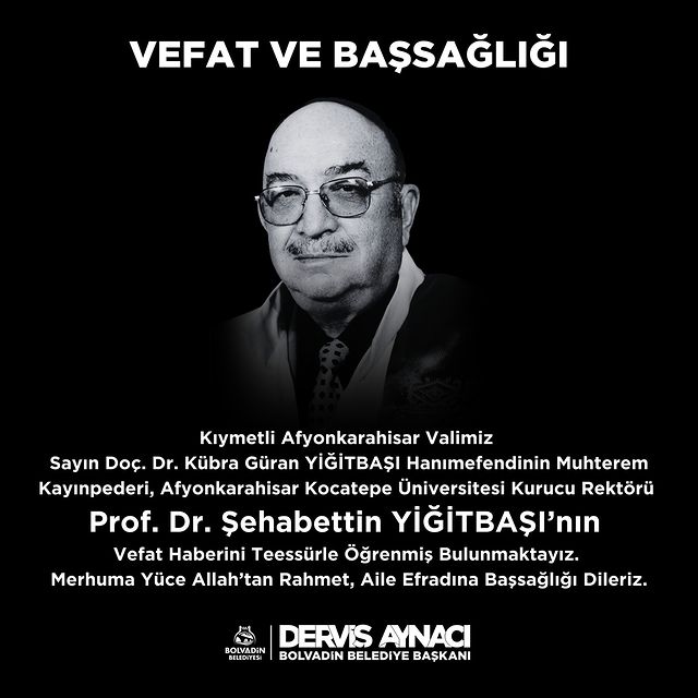 Aynacı, Prof. Dr. Şehabettin Yiğitbaşı'nın Vefatını Üzüntüyle Karşıladı