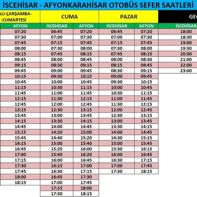     İscehisar'da Otobüs Sefer Saatlerinde Güncelleme  