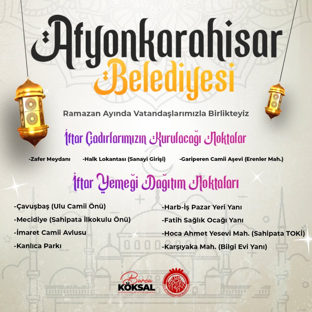 Afyonkarahisar Belediyesi'nden Ramazan Ayı Boyunca İftar Çadırı Hizmeti