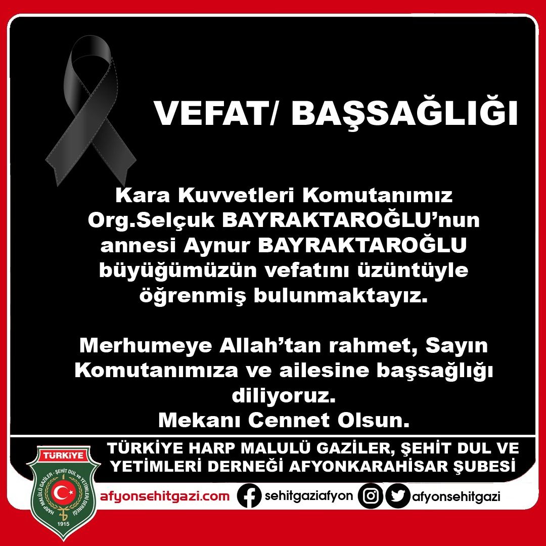İsmail Kumartaşlı'nın Vefatı: Afyon Şehit ve Gaziler Derneği Yasta