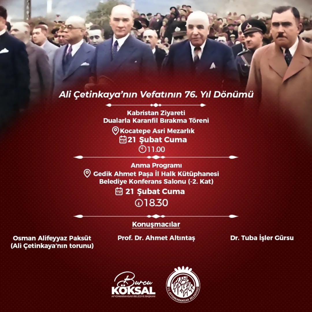 Ali Çetinkaya'nın Vefatının 76. Yılında Anma Töreni Düzenlendi