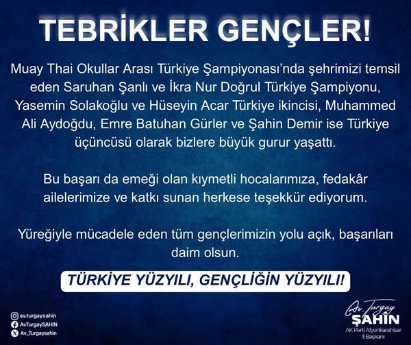 Afyonkarahisar'dan Muay Thai Şampiyonası'nda Türkiye Şampiyonluğu