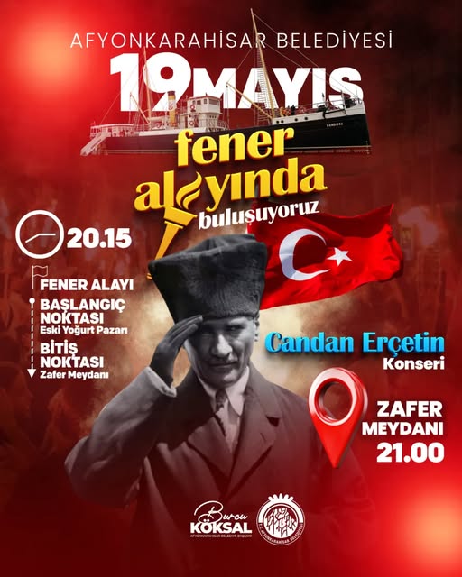19 Mayıs Atatürk'ü Anma, Gençlik ve Spor Bayramı: Fener Alayı ile Işıklar Yakılacak