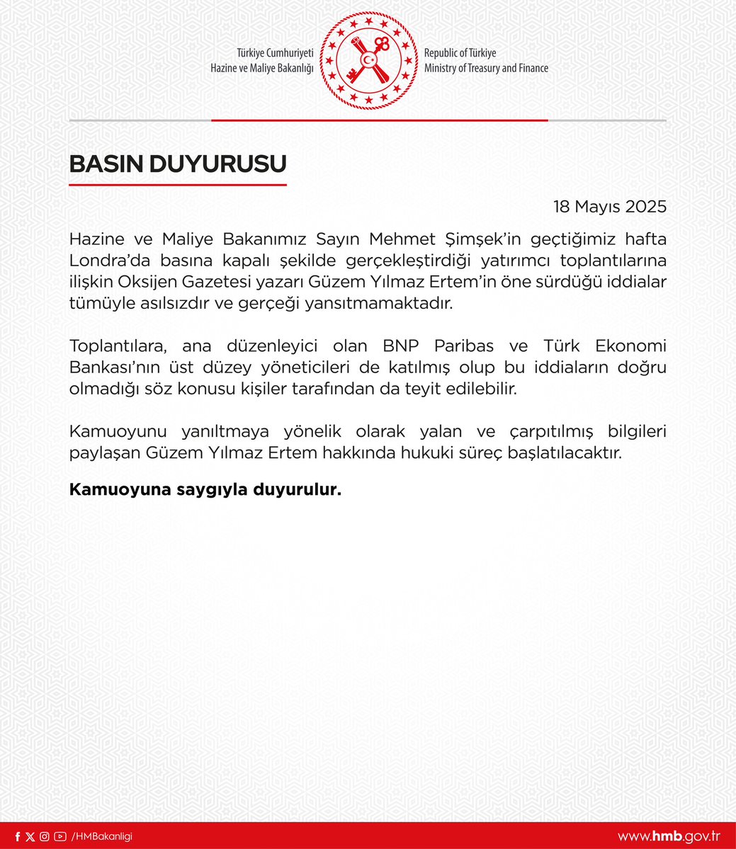 Hazine ve Maliye Bakanı Şimşek: Asılsız İddialara Son Verilmesi Gerekiyor