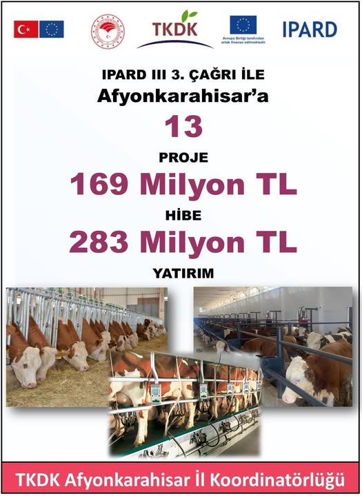 Afyonkarahisar'da IPARD III Programı ile 169 Milyon TL'lik Hibe Desteği