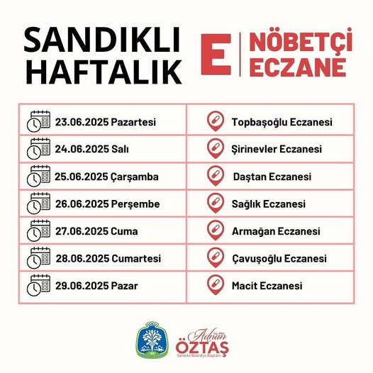 Sandıklı'da Nöbetçi Eczaneler Listesi Yayınlandı