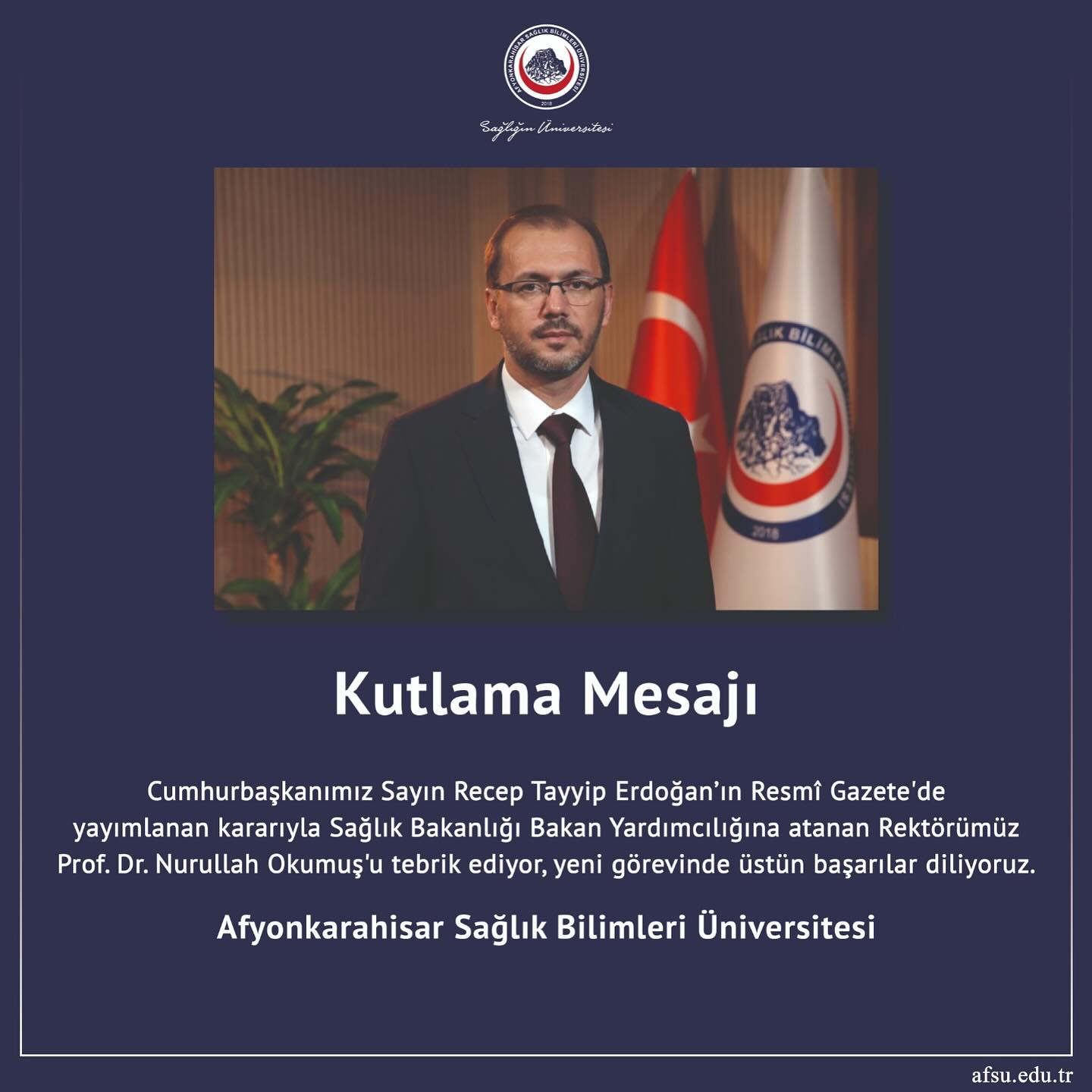 Afyonkarahisar Sağlık Bilimleri Üniversitesi Kuruluş Yıl Dönümünü Kutluyor