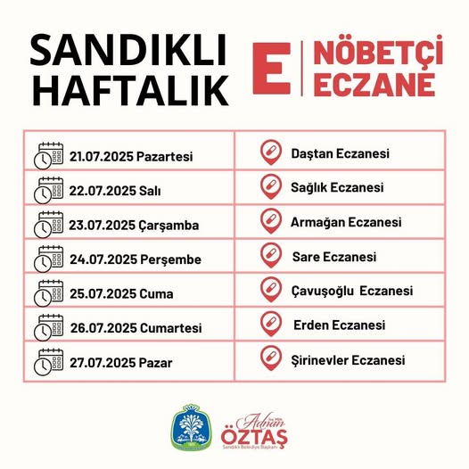 Sandıklı'da Nöbetçi Eczaneler Listesi Yayınlandı