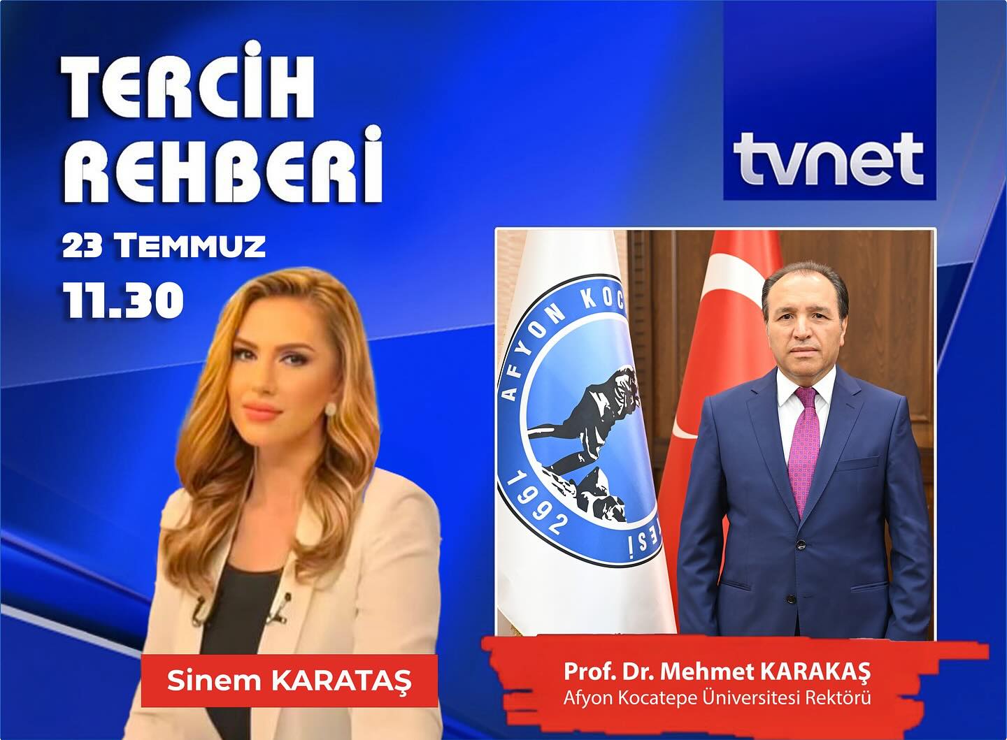 Afyon Kocatepe Üniversitesi Tercih Rehberi TVNET Canlı Yayında