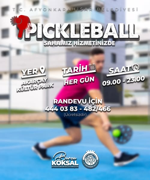 Akarçay Kültür Park'ta Pickleball Sahası Ücretsiz Hizmete Başladı