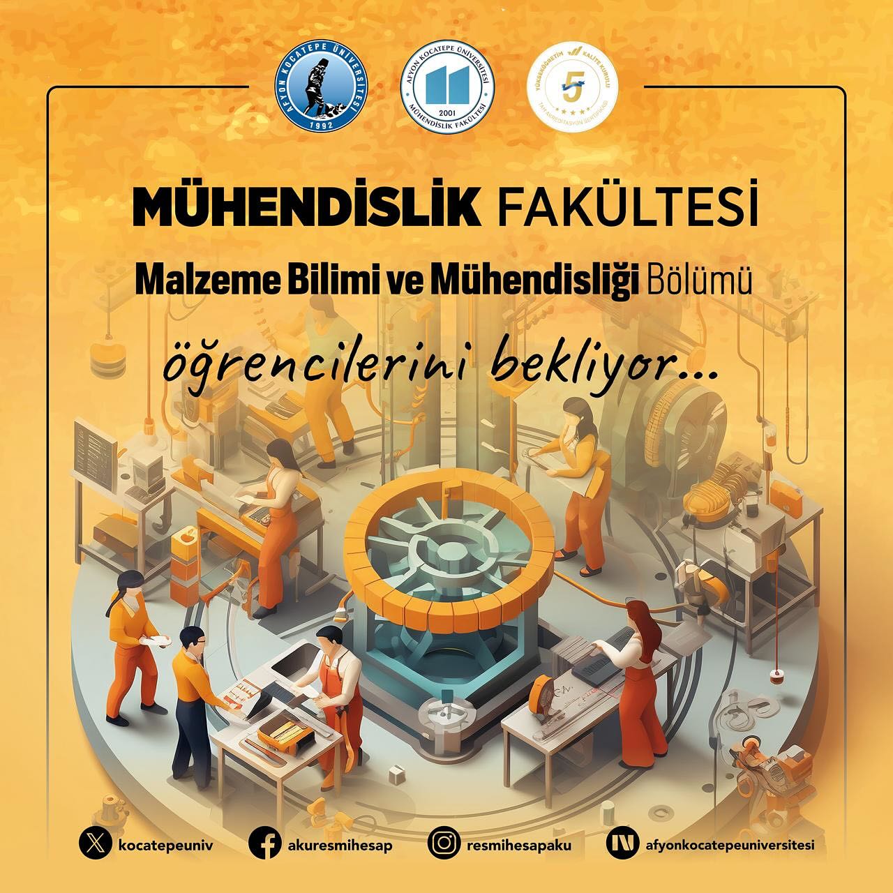 Afyon Kocatepe Üniversitesi Malzeme Bilimi ve Mühendisliği Bölümü Öğrenci Alımına Başlıyor