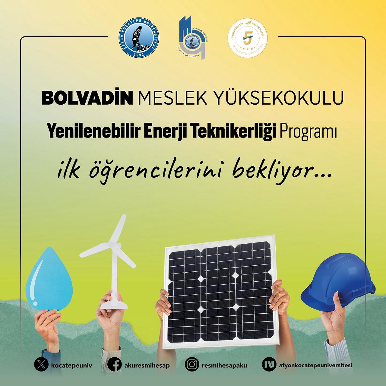 Afyon Kocatepe Üniversitesi'nden Yenilenebilir Enerjiye Yönelik Yeni Bölüm Açıldı
