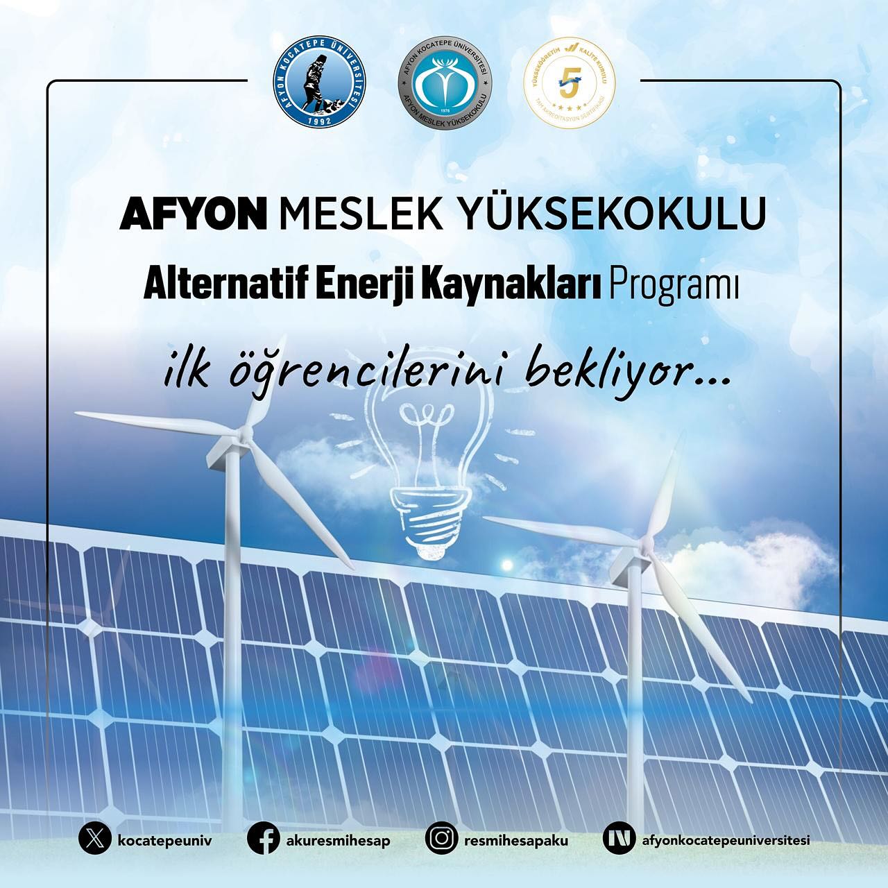 Afyon Kocatepe Üniversitesi'nden Temiz Enerjiye Yönelik Yeni Bölüm