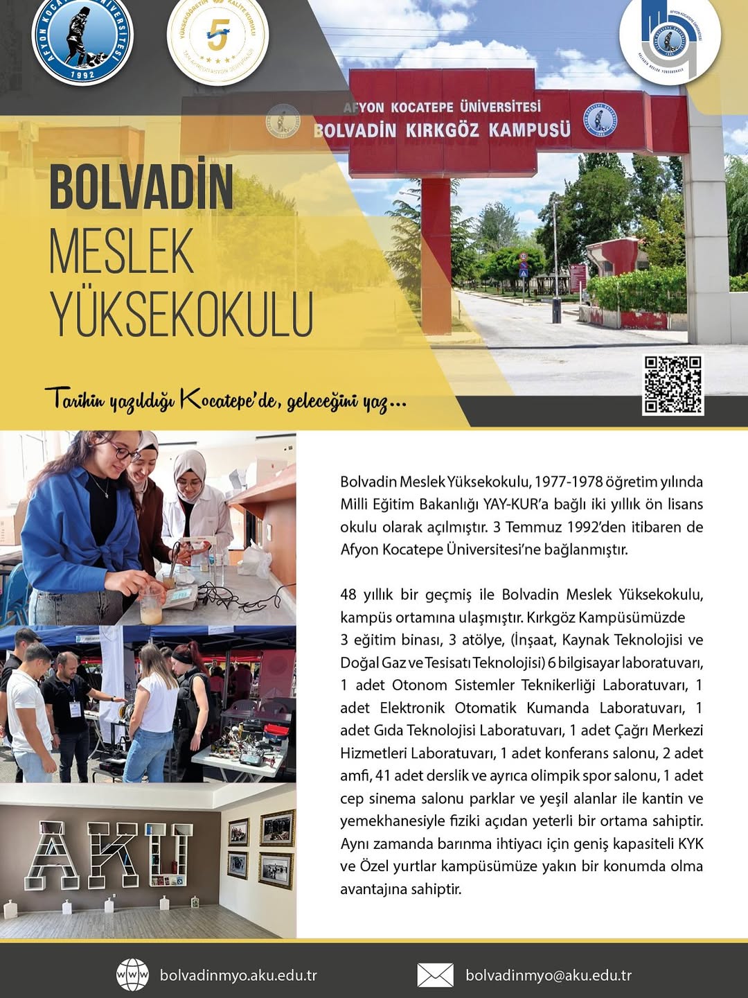 Afyon Kocatepe Üniversitesi Bolvadin Meslek Yüksekokulu: Geleceğe Yönelik Uygulamalı Eğitim