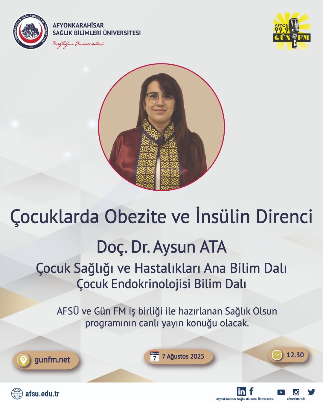 Afyonkarahisar Sağlık Bilimleri Üniversitesi Uzmanı Canlı Yayında Sağlık Bilgileri Paylaşacak