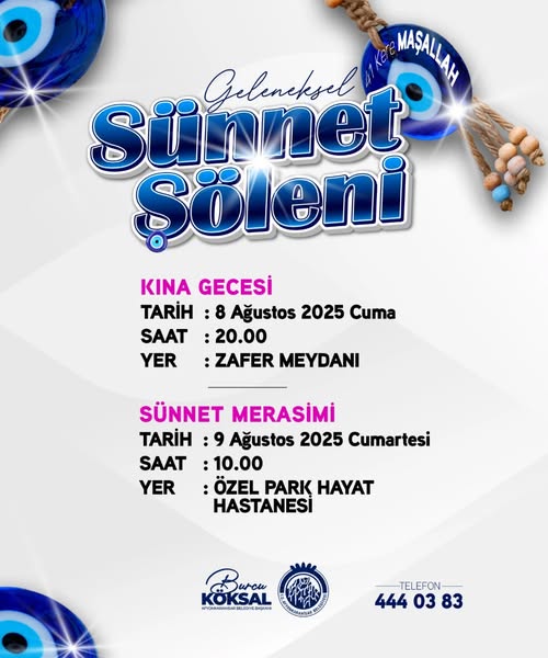 Sünnet Şöleni Zafer Meydanı ve Özel Park Hayat Hastanesi'nde Düzenlenecek