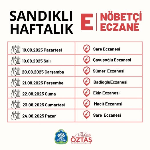 Sandıklı'da Nöbetçi Eczane Bilgileri Açıklandı