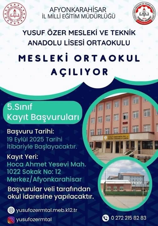 Afyonkarahisar'da Mesleki Eğitime Yeni Destek: Mesleki Ortaokul Açılıyor