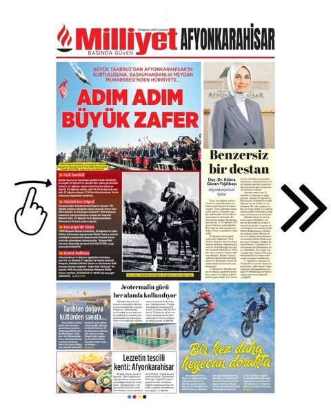 Afyonkarahisar, Zafer Haftası'nda Milliyet'te Yayımlandı