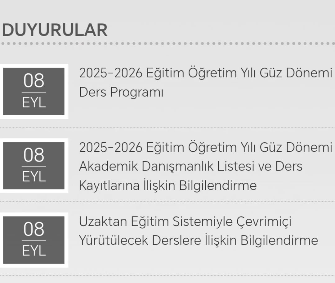 Afyon Kocatepe Üniversitesi 2025-2026 Güz Dönemi Ders Programı Duyurusu