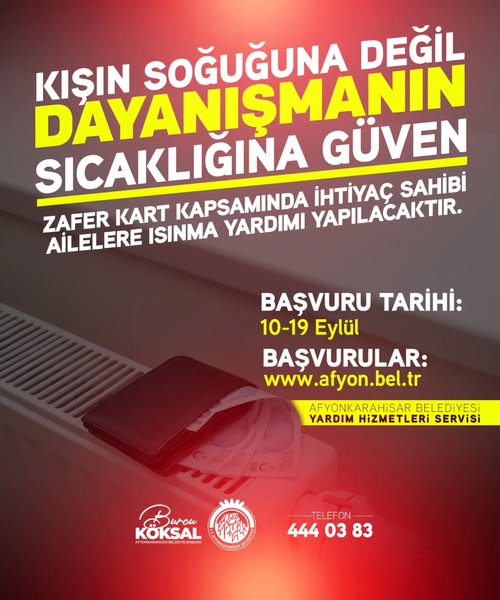 Afyonkarahisar'da Zafer Kart ile Isınma Yardımı Devam Ediyor