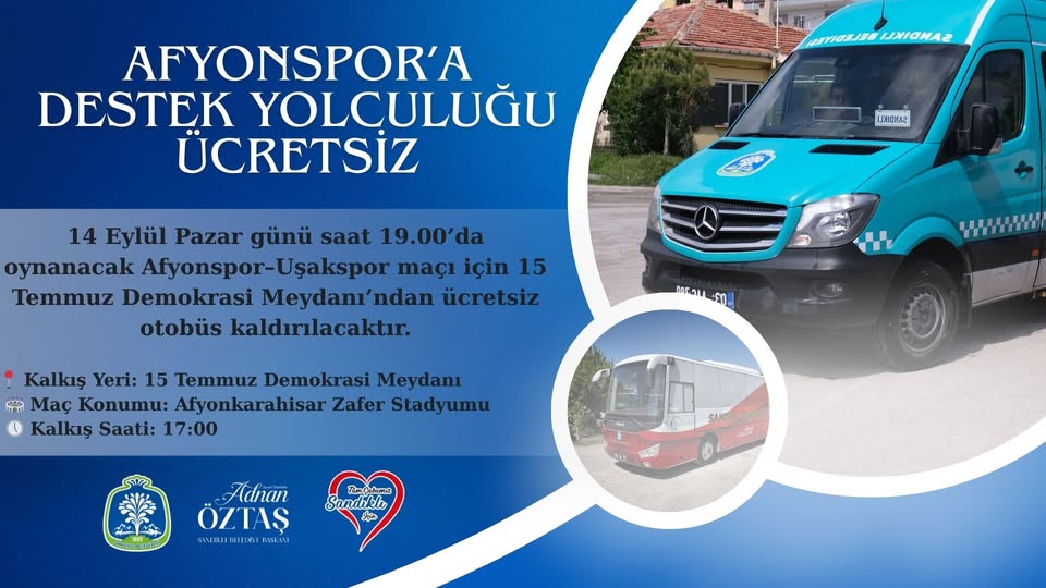 Sandıklı Belediyesi Afyonspor Taraftarlarına Ücretsiz Ulaşım Sağlıyor