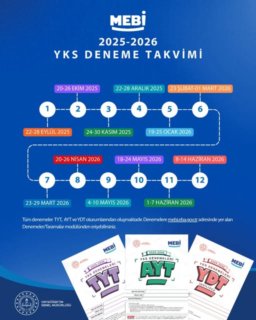 Afyonkarahisar'da 2025-2026 YKS Deneme Takvimi Belirlendi