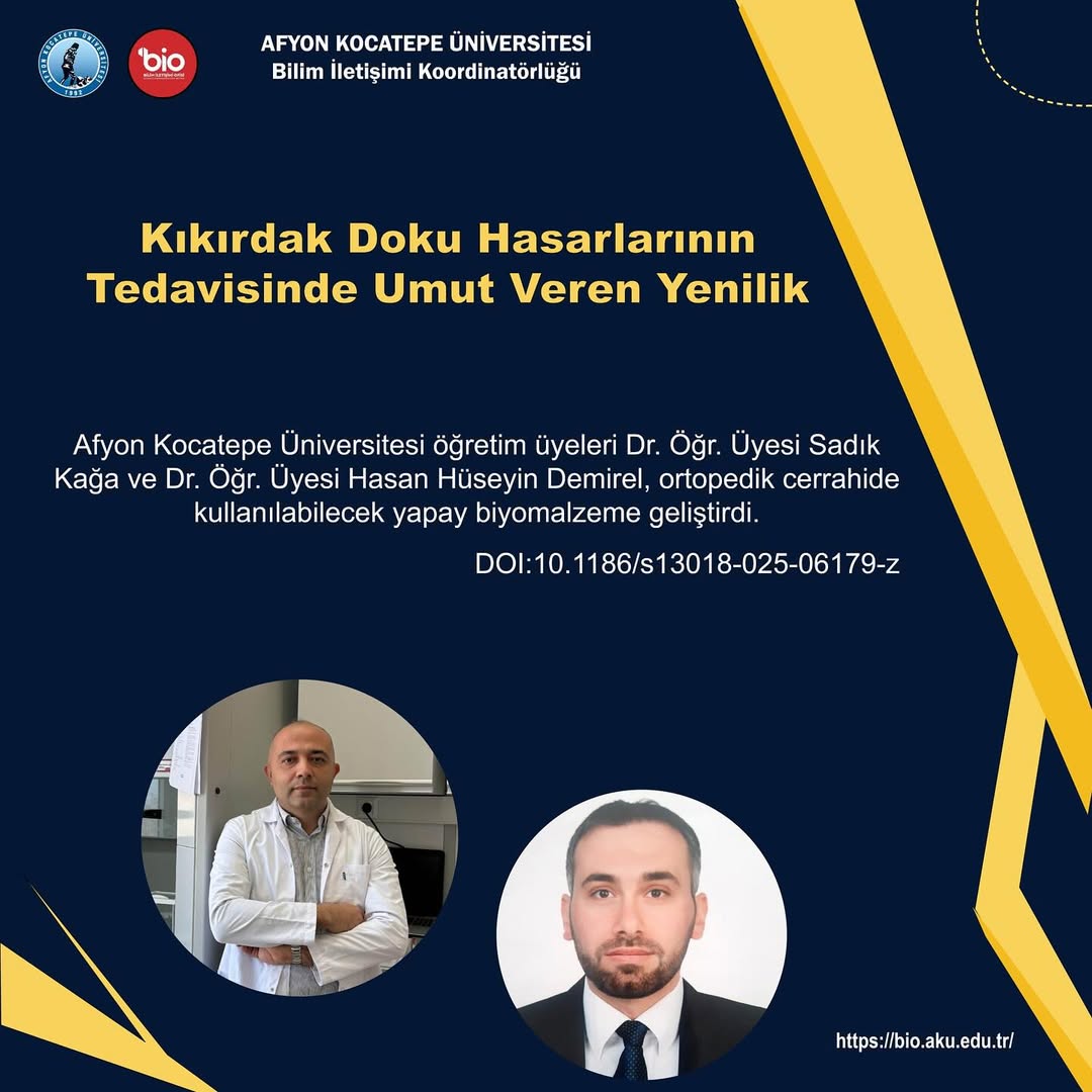Afyon Kocatepe Üniversitesi'nde Ortopedik Cerrahide Kullanılacak Yapay Biyomalzeme Geliştirildi