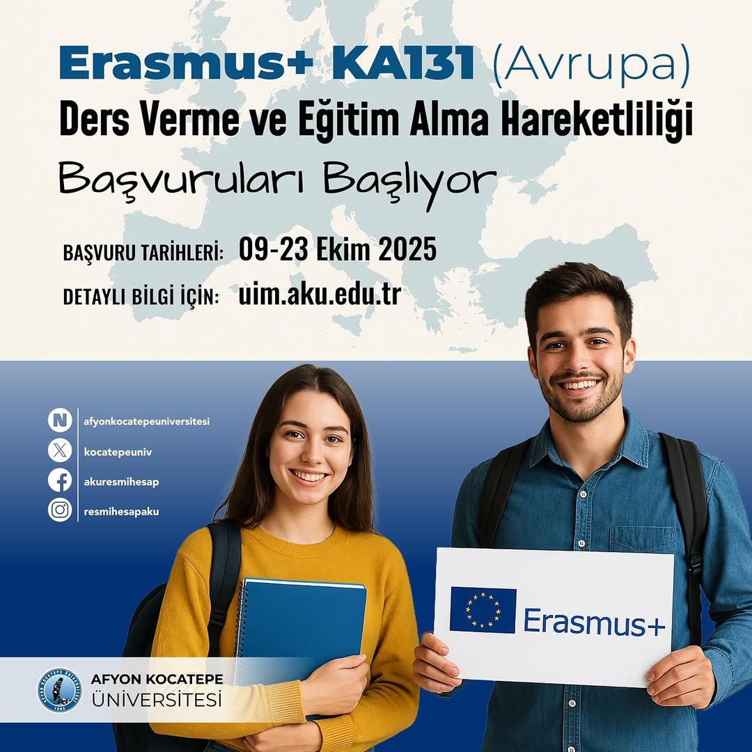 Afyon Kocatepe Üniversitesi'nden Erasmus Başvurusu Çağrısı