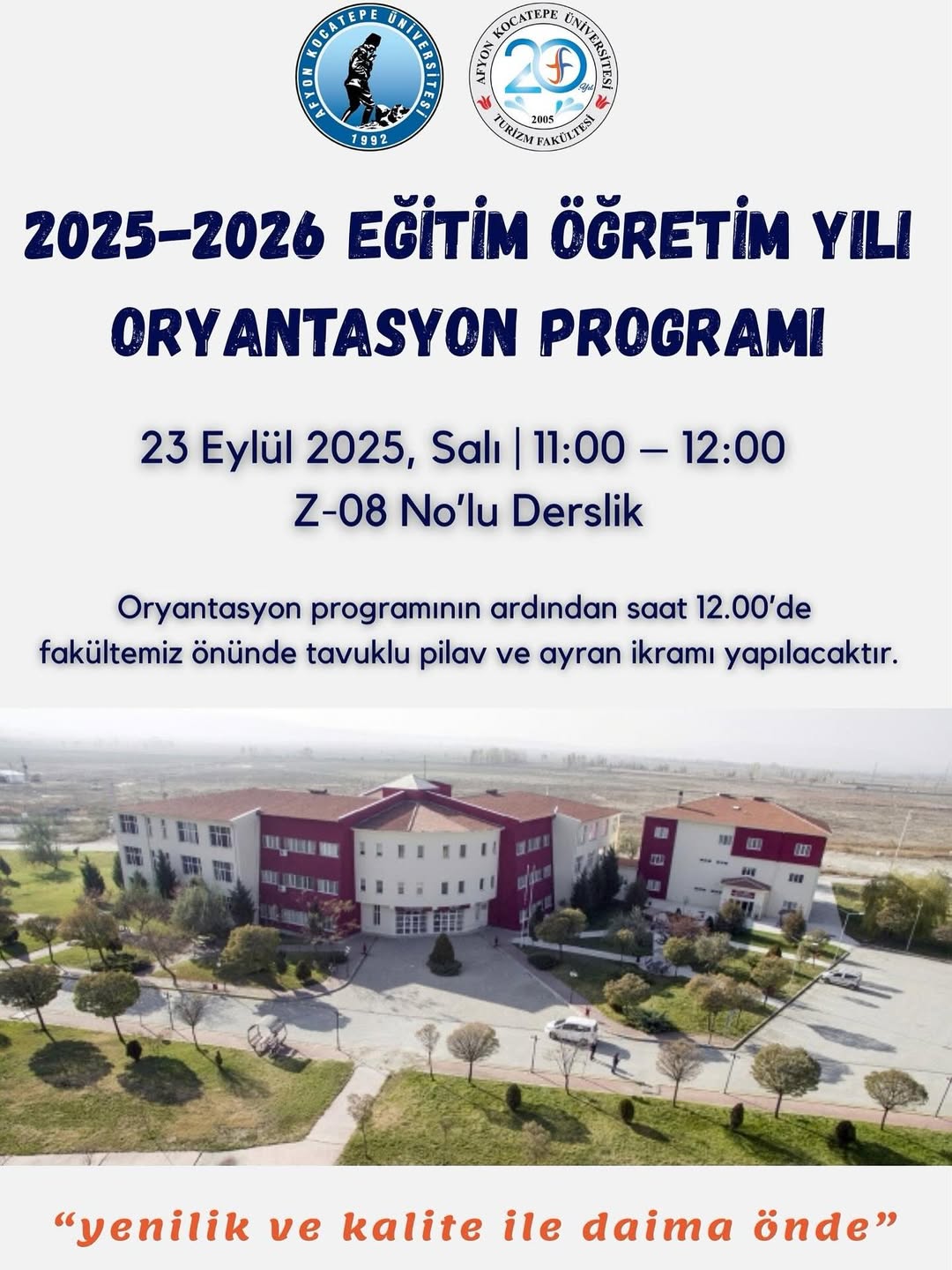 Afyon Kocatepe Üniversitesi'nde 2025-2026 Eğitim Öğretim Yılı Oryantasyon Programı Düzenlendi