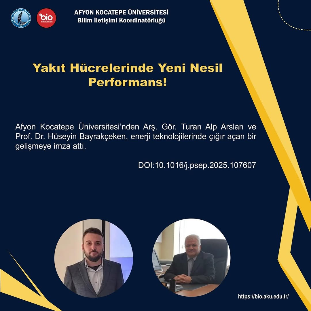Afyon Kocatepe Üniversitesi Yakıt Hücrelerinde Yeni Nesil Performans Elde Etti
