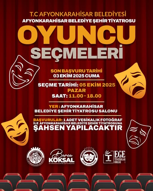 Afyonkarahisar Belediye Şehir Tiyatrosu Oyuncu Seçmeleri Başladı