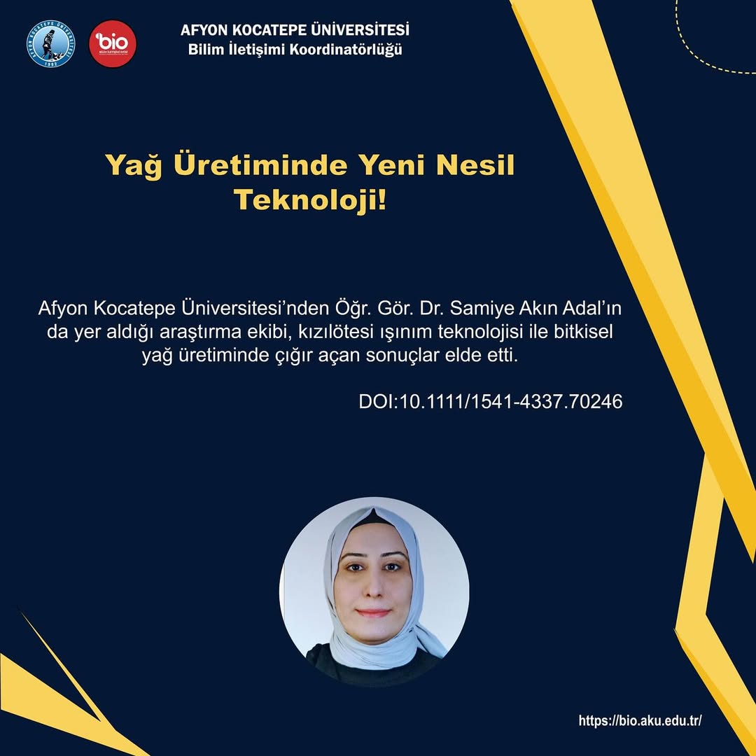 Afyon Kocatepe Üniversitesi, Bitkisel Yağ Üretiminde Kızılötesi Teknolojiye Yönelik Çalışma Yürüttü