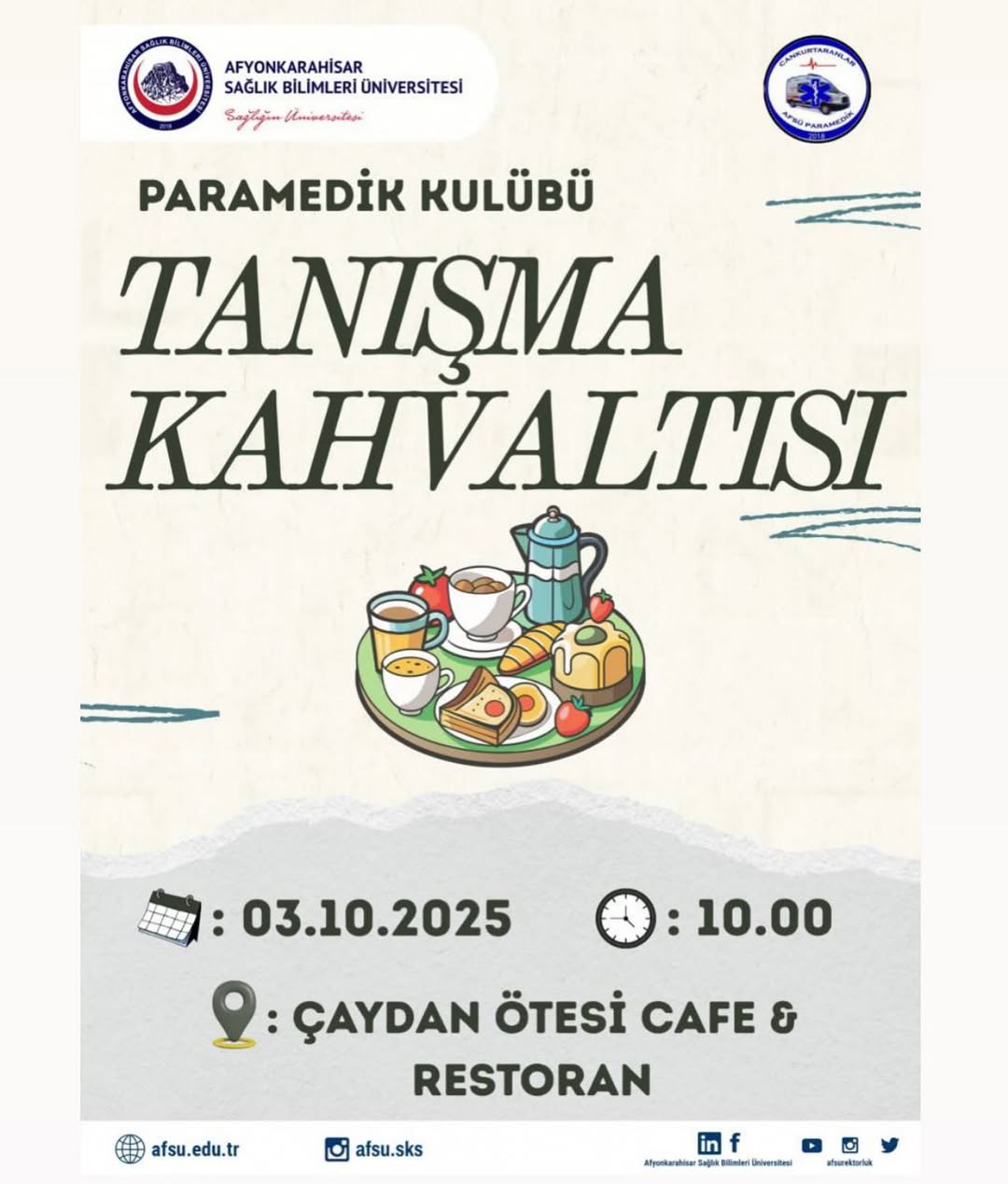 Afyonkarahisar Sağlık Bilimleri Üniversitesi Paramedik Kulübü Tanışma Kahvaltısı Düzenledi