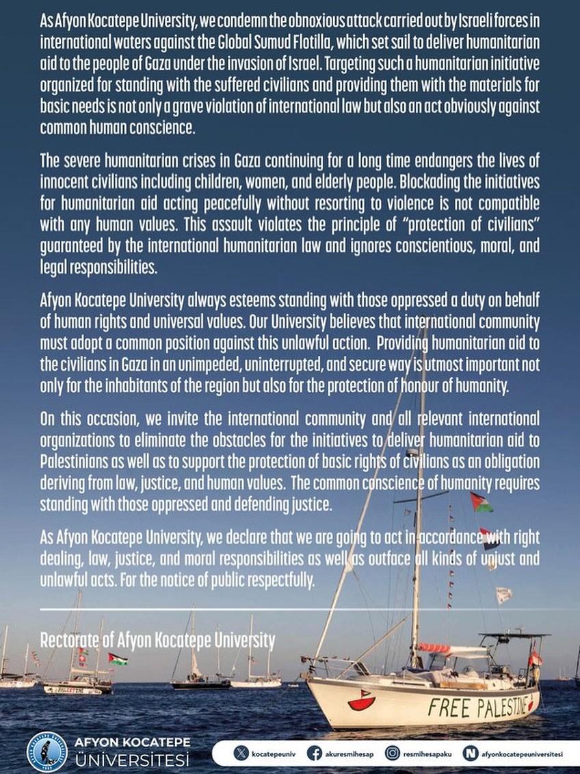 Afyon Kocatepe Üniversitesi Öğrencilerinden Gazze İçin Anlamlı Dayanışma