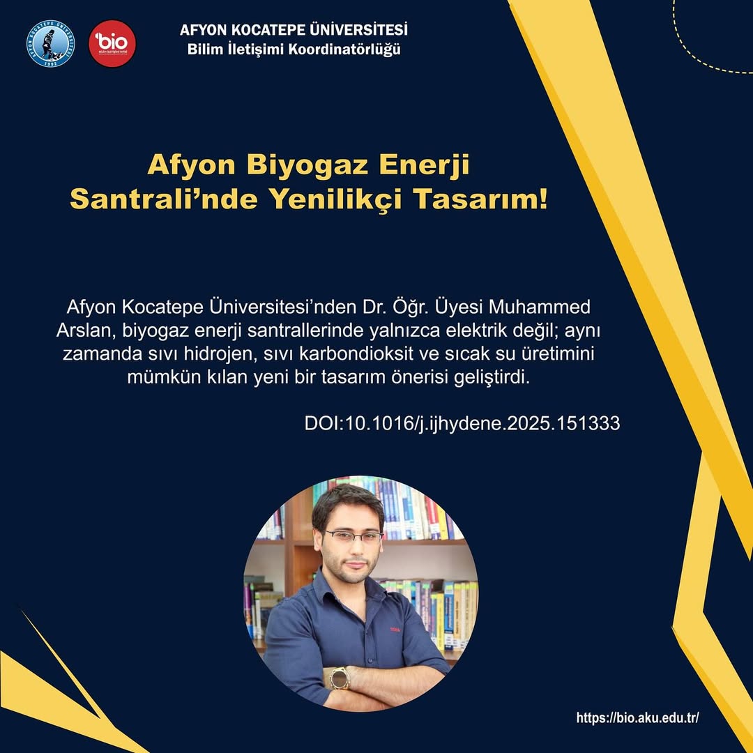 Afyon Kocatepe Üniversitesi'nden Biyogazdan Hidrojen Üretimi İçin Yenilikçi Tasarım