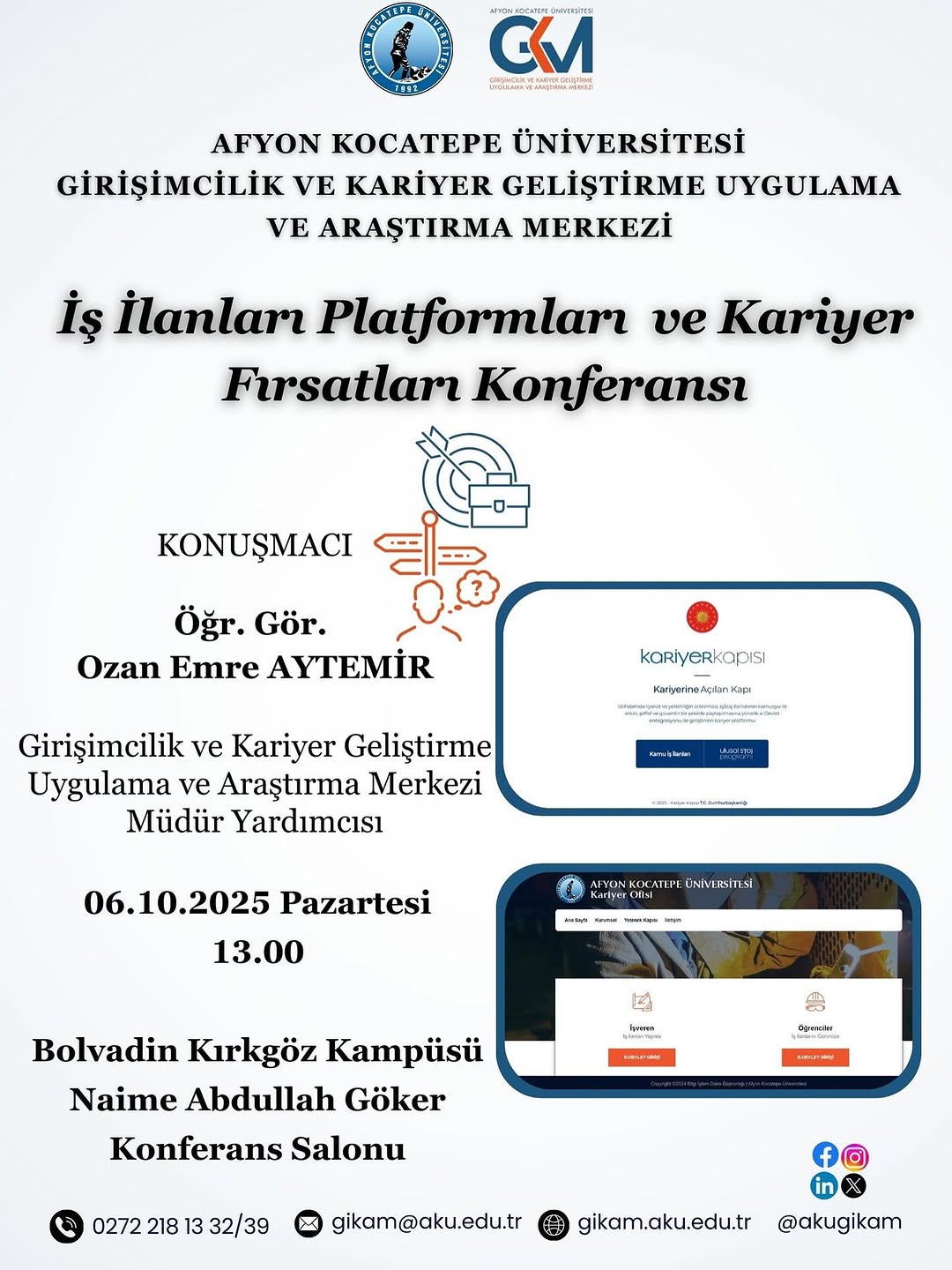 Afyon Kocatepe Üniversitesi'nde İş İlanları Platformları ve Kariyer Fırsatları Konferansı Düzenlendi