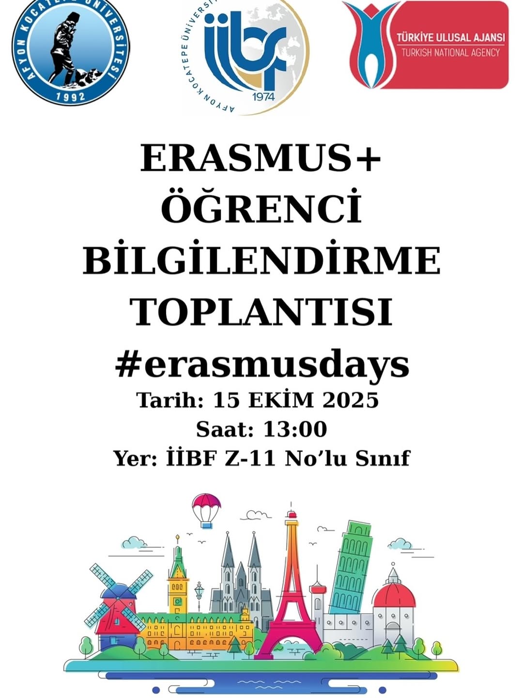 AKÜ'de Erasmus Öğrenci Bilgilendirme Toplantısı Düzenlenecek