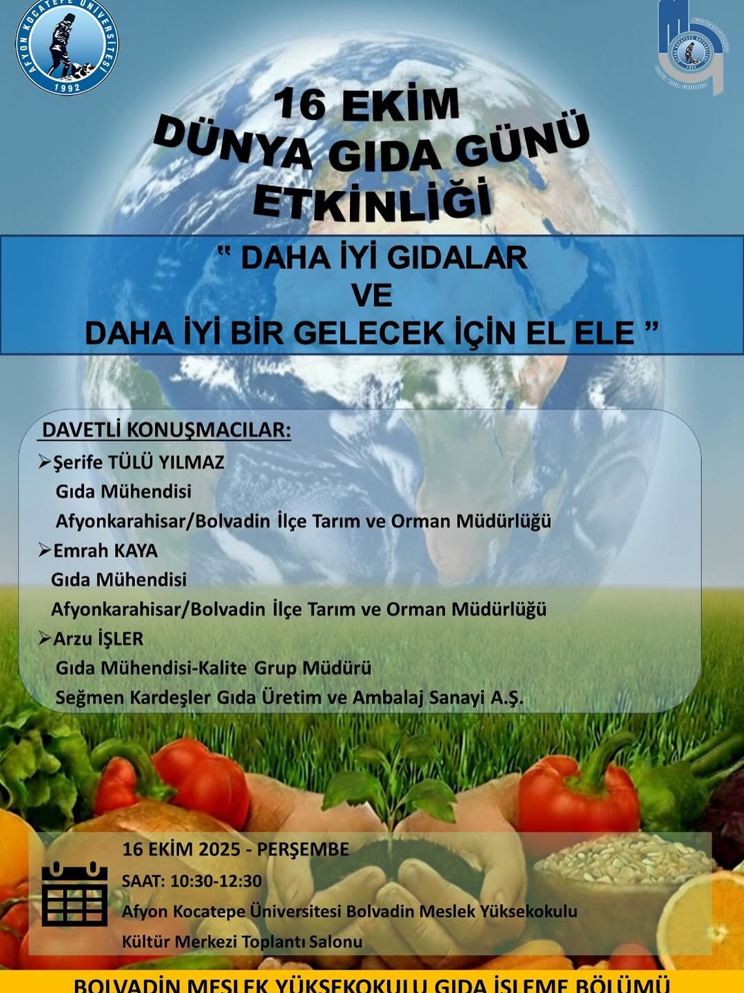 Afyon Kocatepe Üniversitesi'nde Dünya Gıda Günü Kutlaması