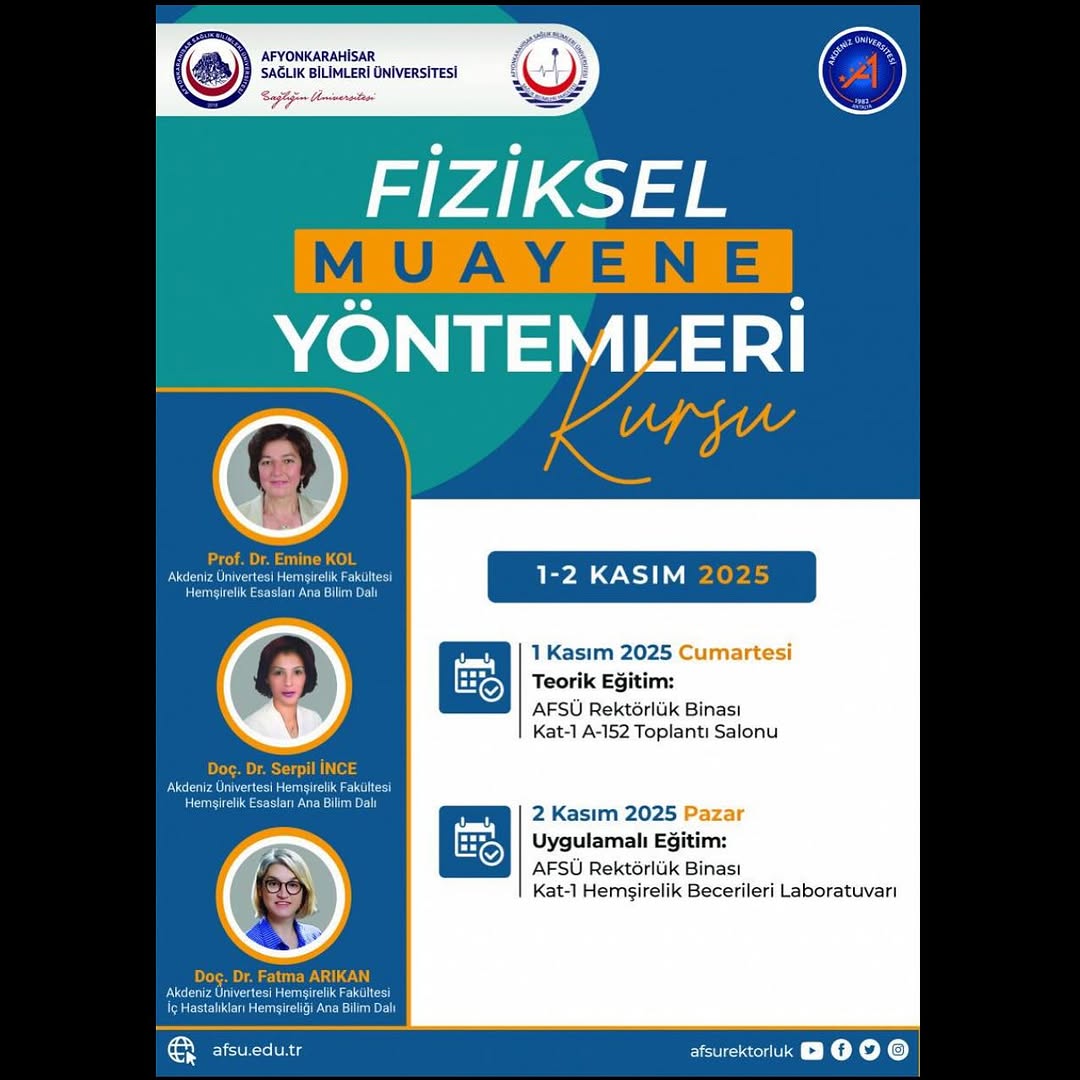 Afyonkarahisar'da Fiziksel Muayene Yöntemleri Kursu Düzenlenecek