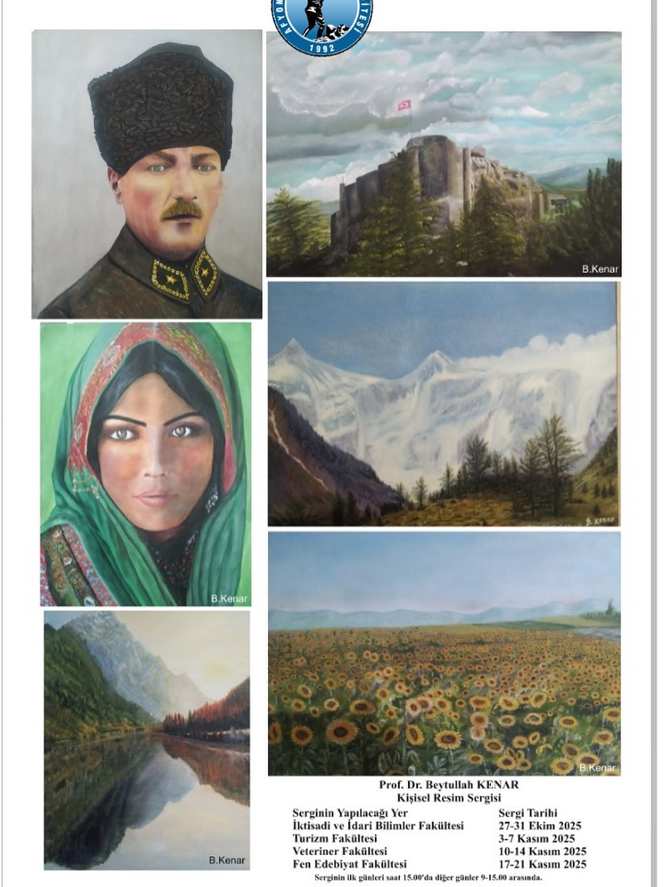Prof. Dr. Beytullah Kenar'ın Kişisel Resim Sergisi AKÜ'de Sanatseverlerle Buluştu