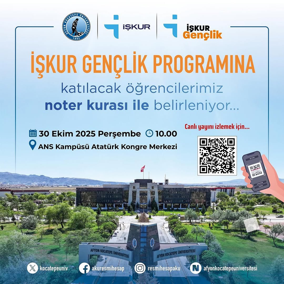 İŞKUR Gençlik Programı'na Kabul Edilecek Afyon Kocatepe Üniversitesi Öğrencileri Noter Huzurunda Kura ile Belirlendi