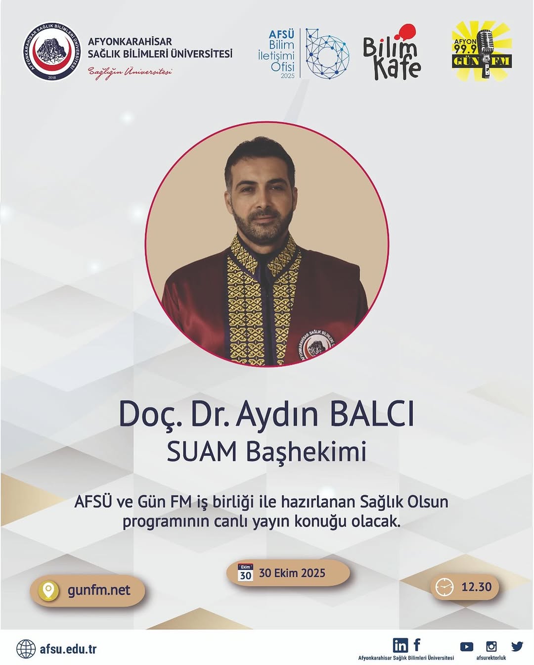 Doç. Dr. Aydın Balcı, Afyon Gün FM'de Sağlık Programına Konuk Oluyor