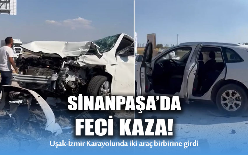 Sinanpaşa'da feci kaza: İki araç birbirine girdi! 