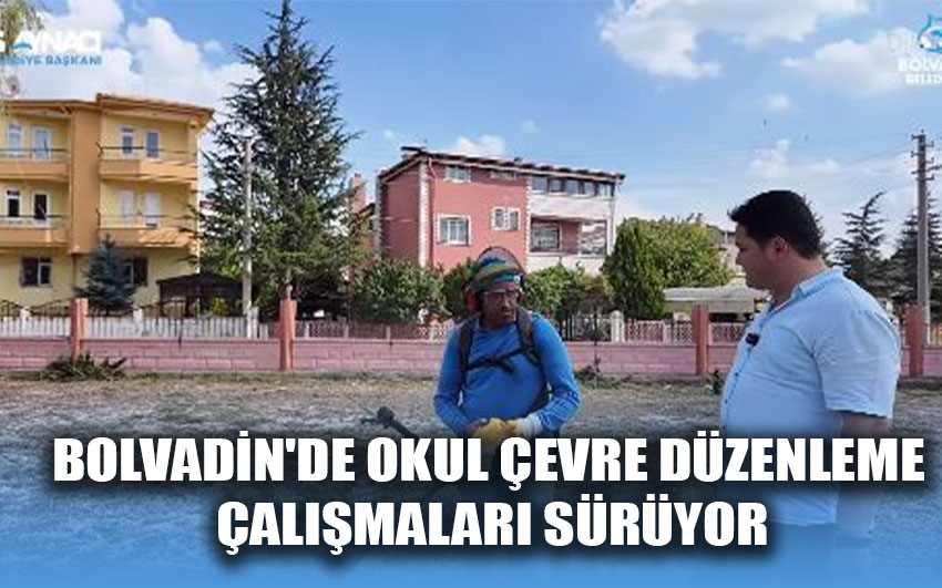 Bolvadin'de okul çevre düzenleme çalışmaları sürüyor